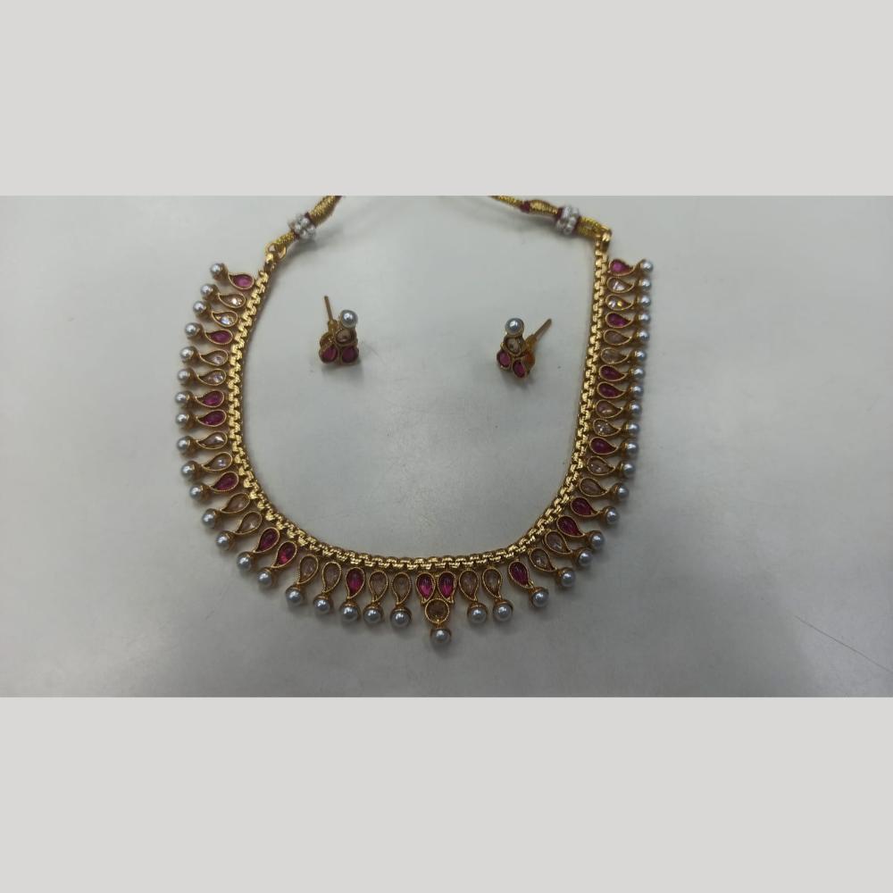 Manisha Jewellery Radiant Grace Gold-Plated Crystal & Pearl Necklace Set