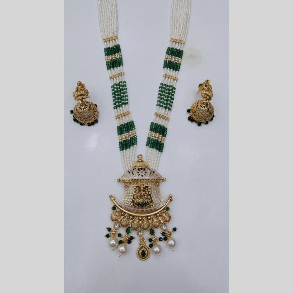 Manisha Jewellery Royal Glow Gold Plated Pota Stone And Pearl Necklace Set