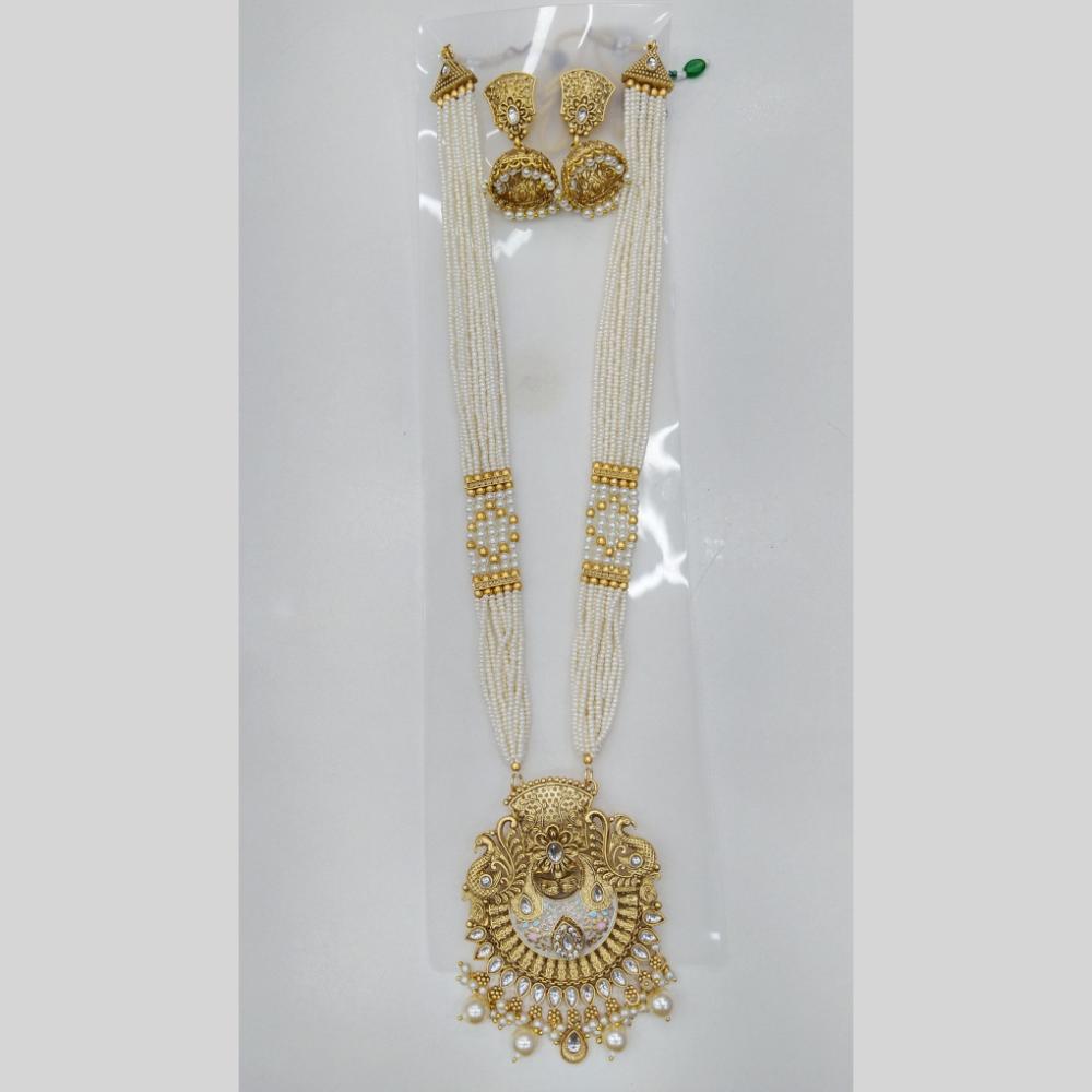 Manisha Jewellery Royal Glow Gold Plated Pota Stone And Pearl Necklace Set