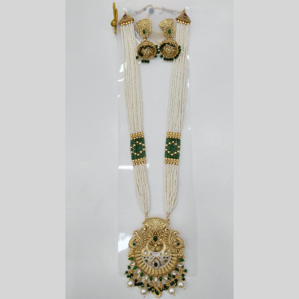 Manisha Jewellery Royal Glow Gold Plated Pota Stone And Pearl Necklace Set