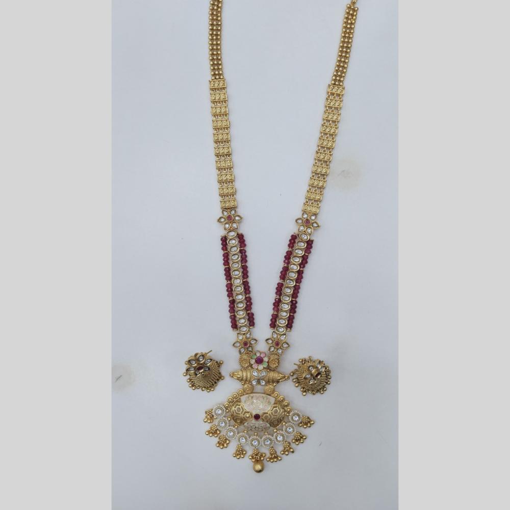 Manisha Jewellery Royal Charm Gold Plated Pota Stone Necklace Set