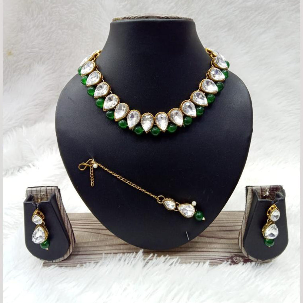 Manisha Jewellery Gold Plated Crystal Stone And Beads Necklace Set
