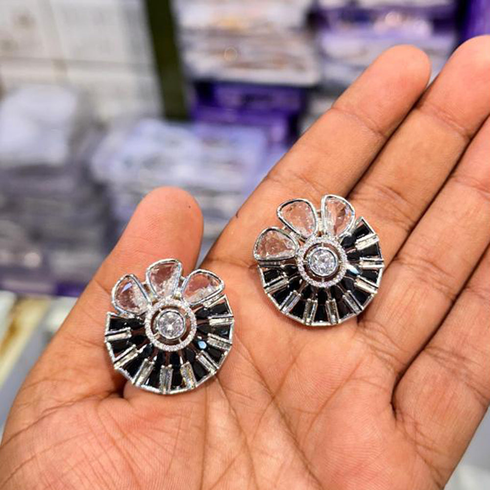 Manisha Jewellery Silver Plated Crystal Stone Stud Earrings