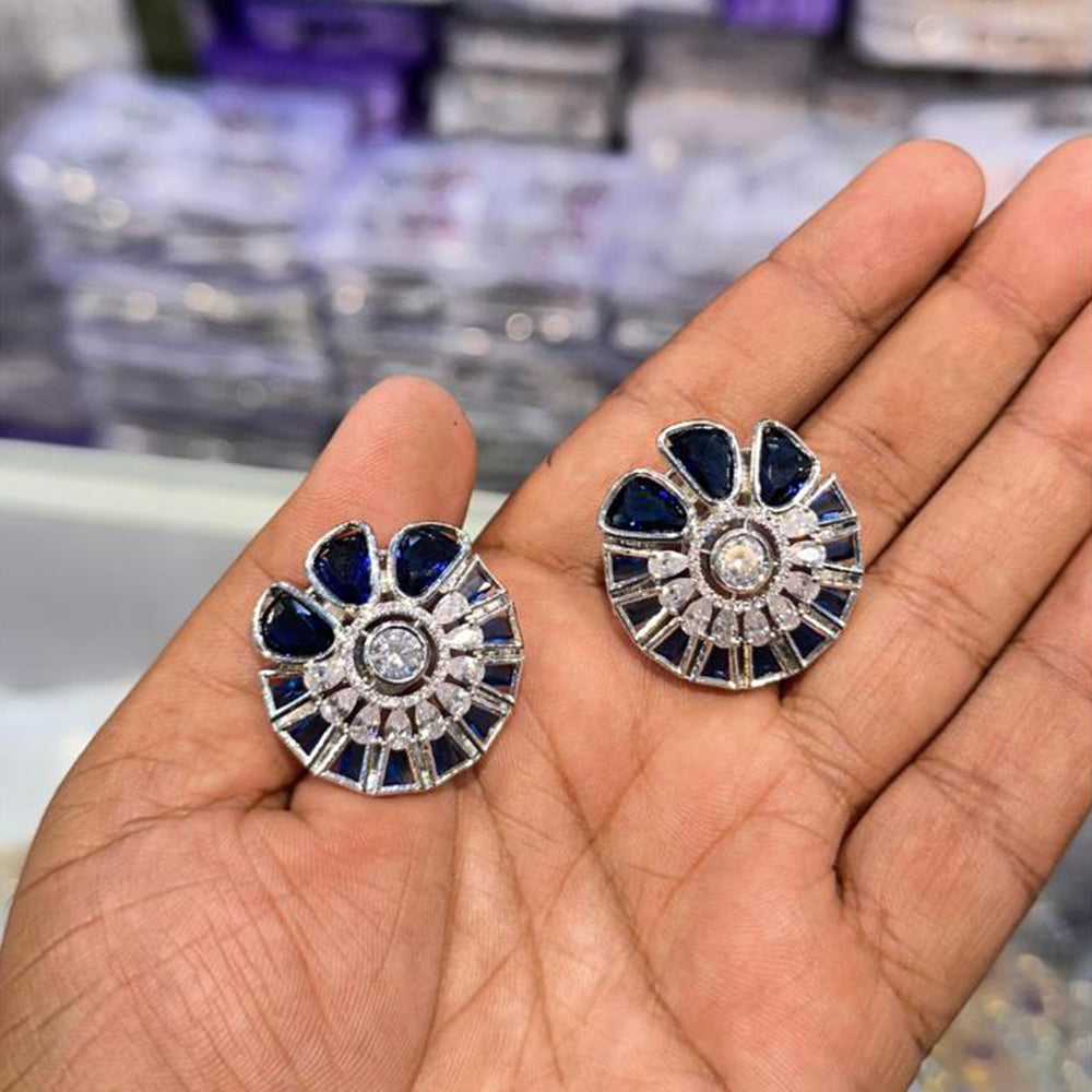 Manisha Jewellery Silver Plated Crystal Stone Stud Earrings