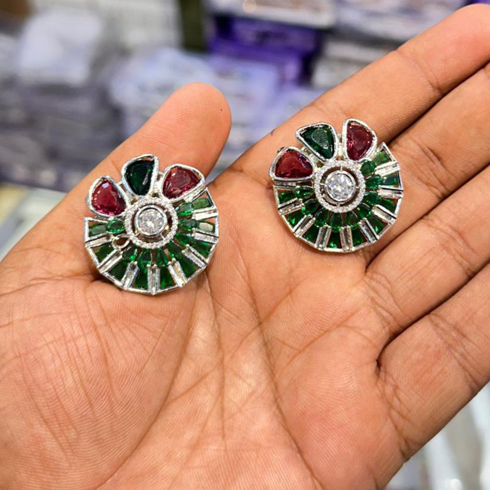 Manisha Jewellery Silver Plated Crystal Stone Stud Earrings