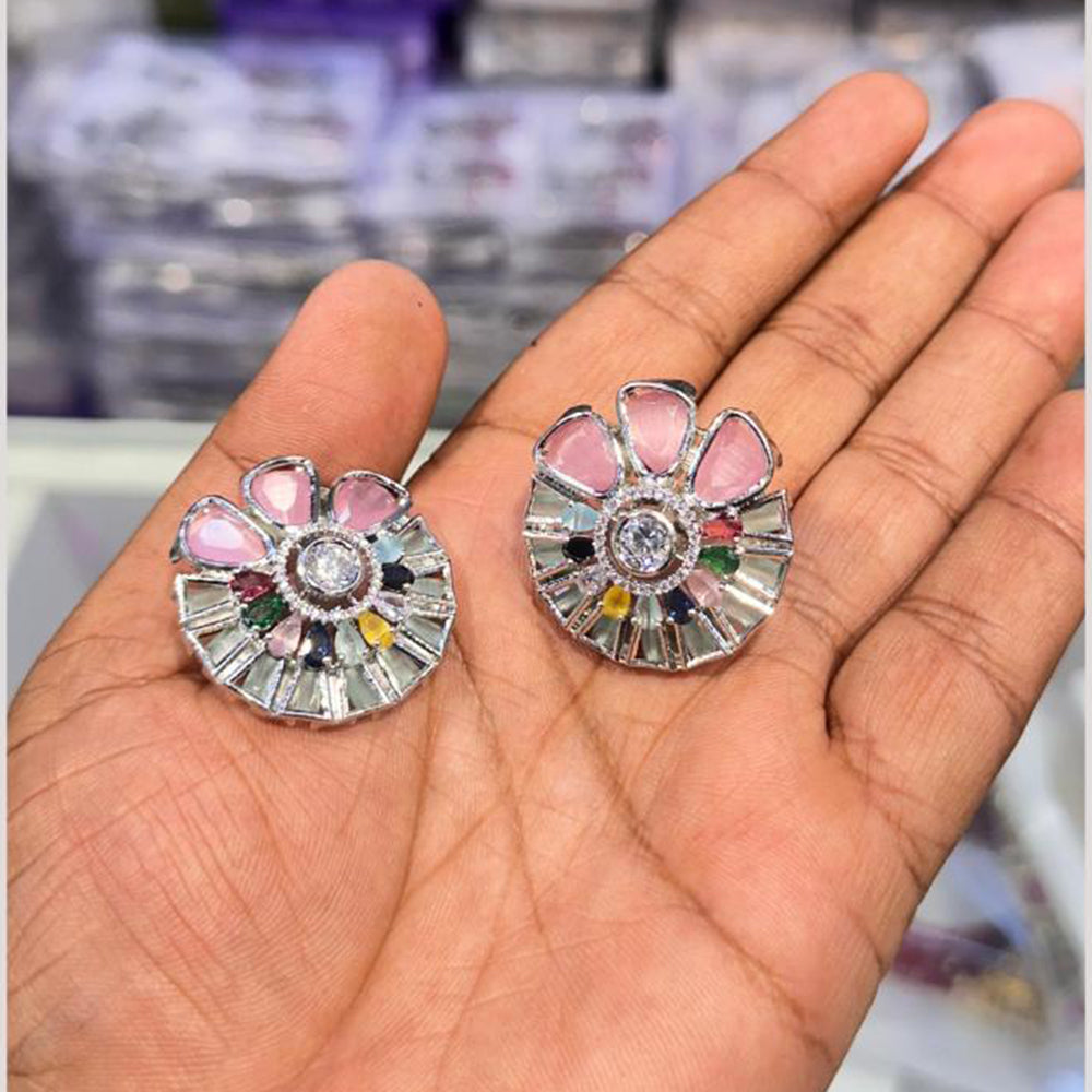 Manisha Jewellery Silver Plated Crystal Stone Stud Earrings