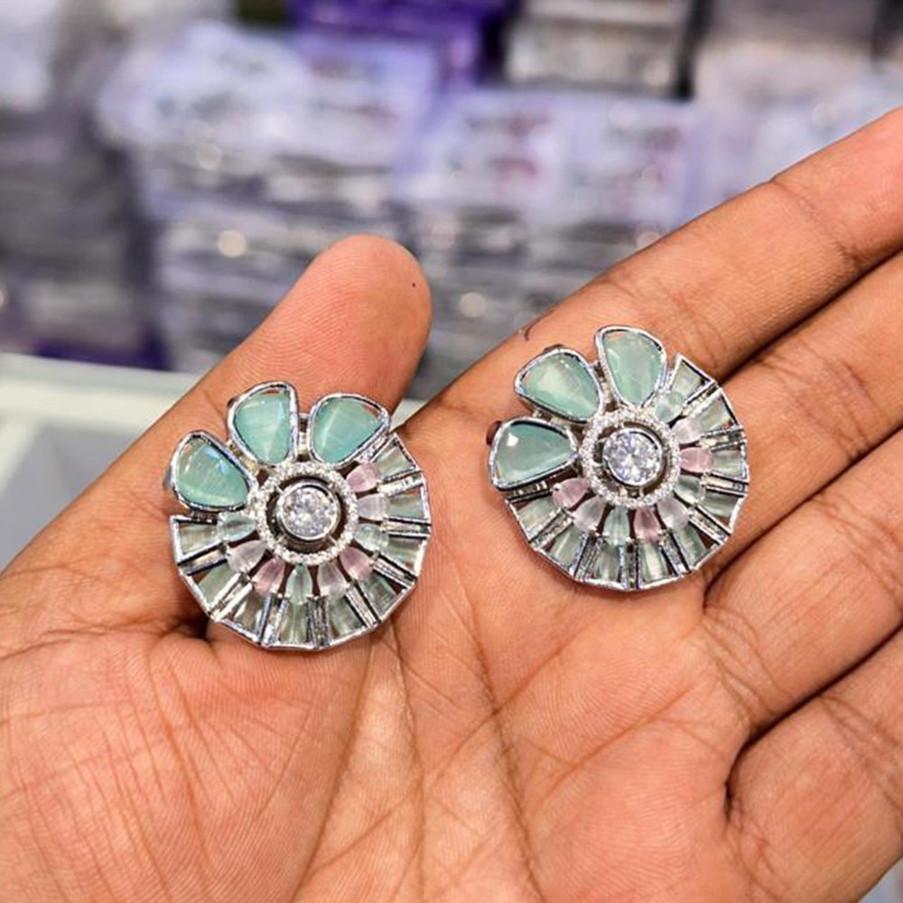 Manisha Jewellery Silver Plated Crystal Stone Stud Earrings