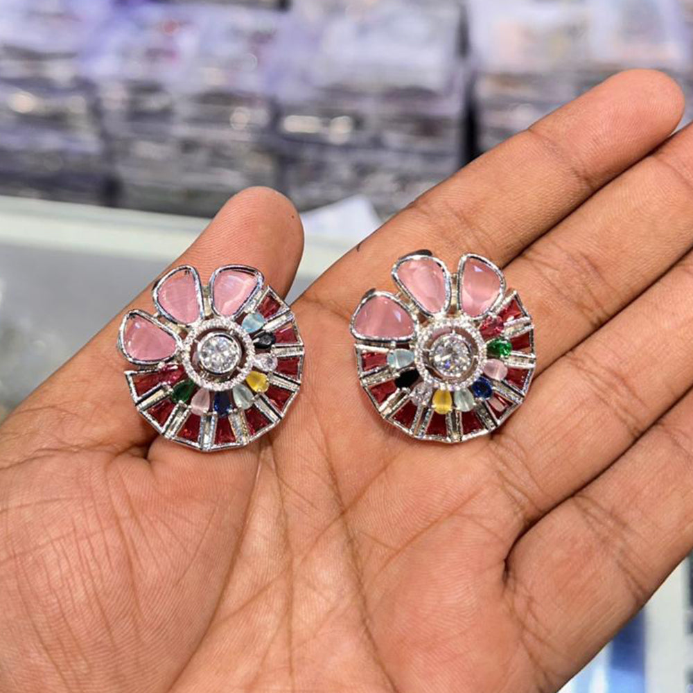 Manisha Jewellery Silver Plated Crystal Stone Stud Earrings