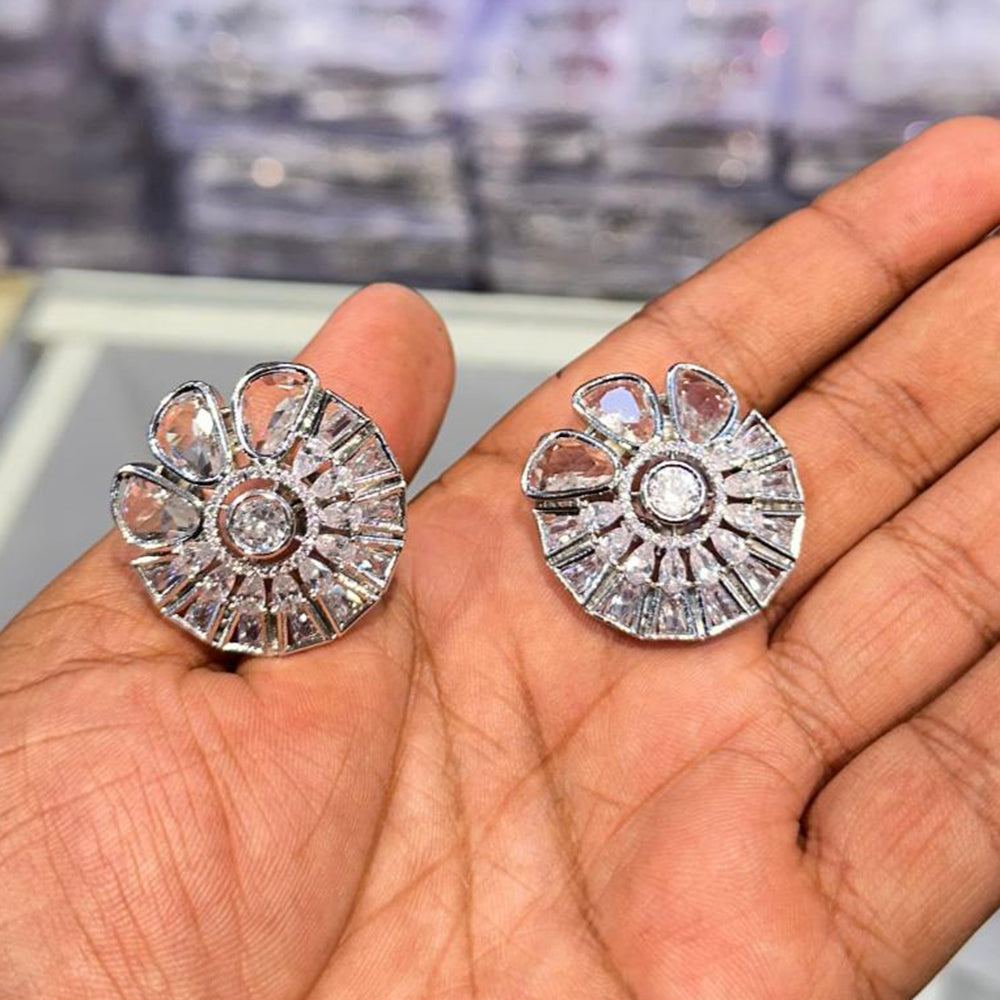 Manisha Jewellery Silver Plated Crystal Stone Stud Earrings