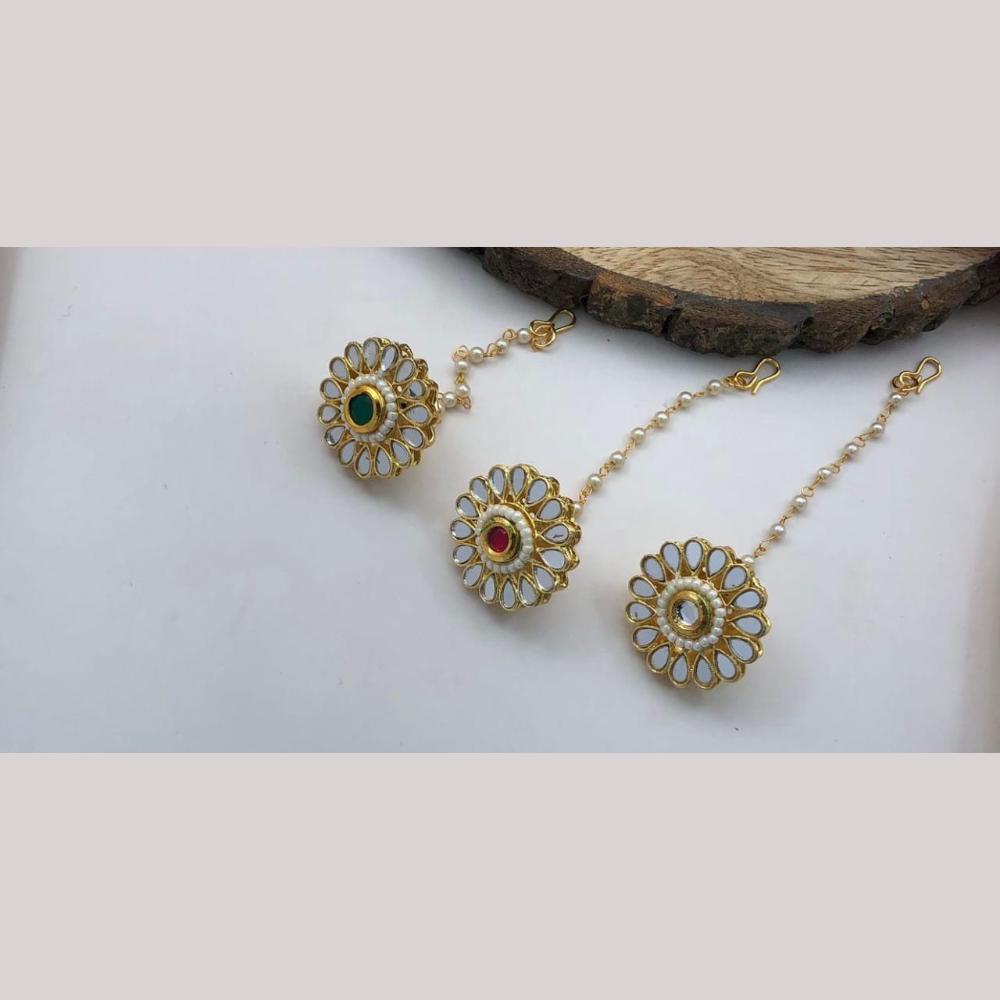 Manisha Jewellery Gold Plated Pota Stone Maangtikka
