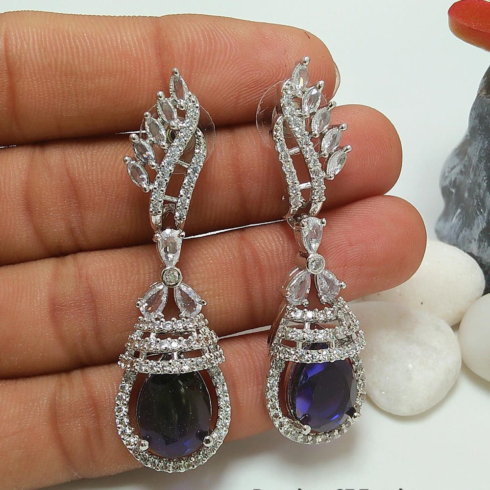 Manisha Jewellery Silver Plated American Diamond Dangler Earrings