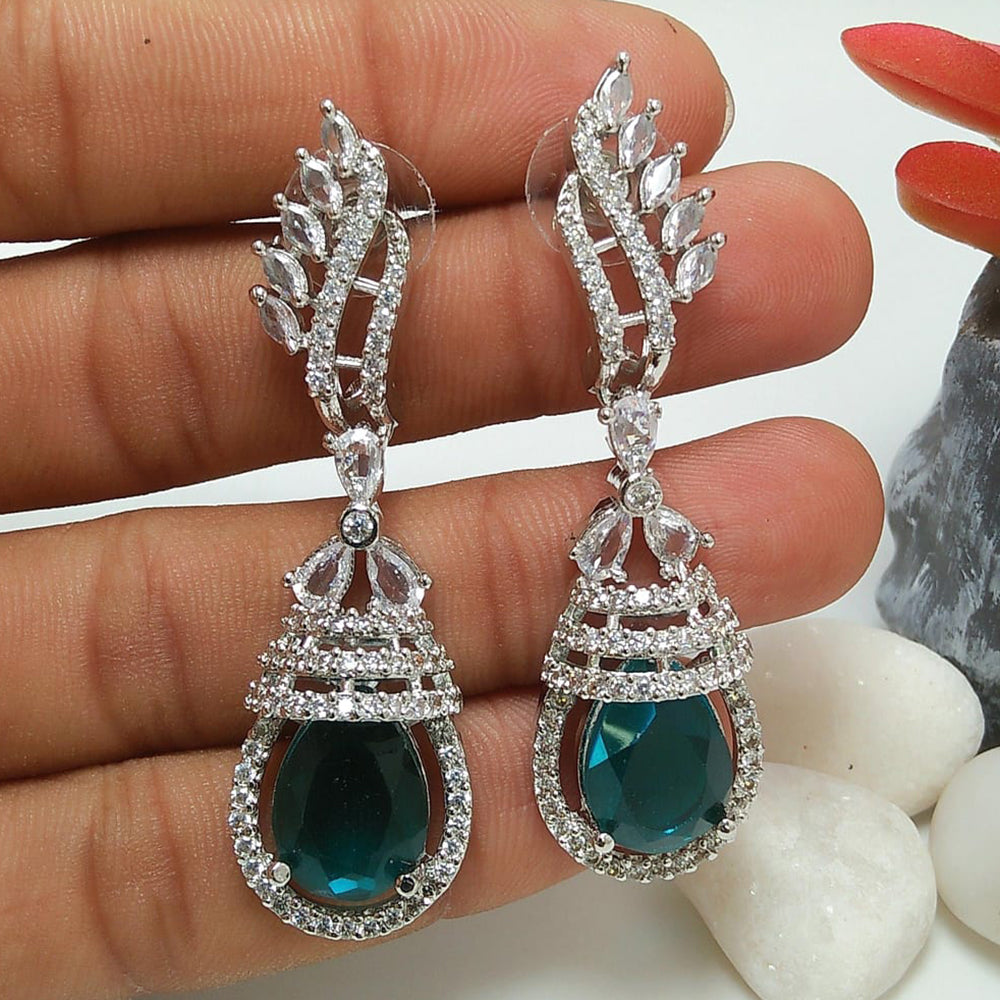 Manisha Jewellery Silver Plated American Diamond Dangler Earrings