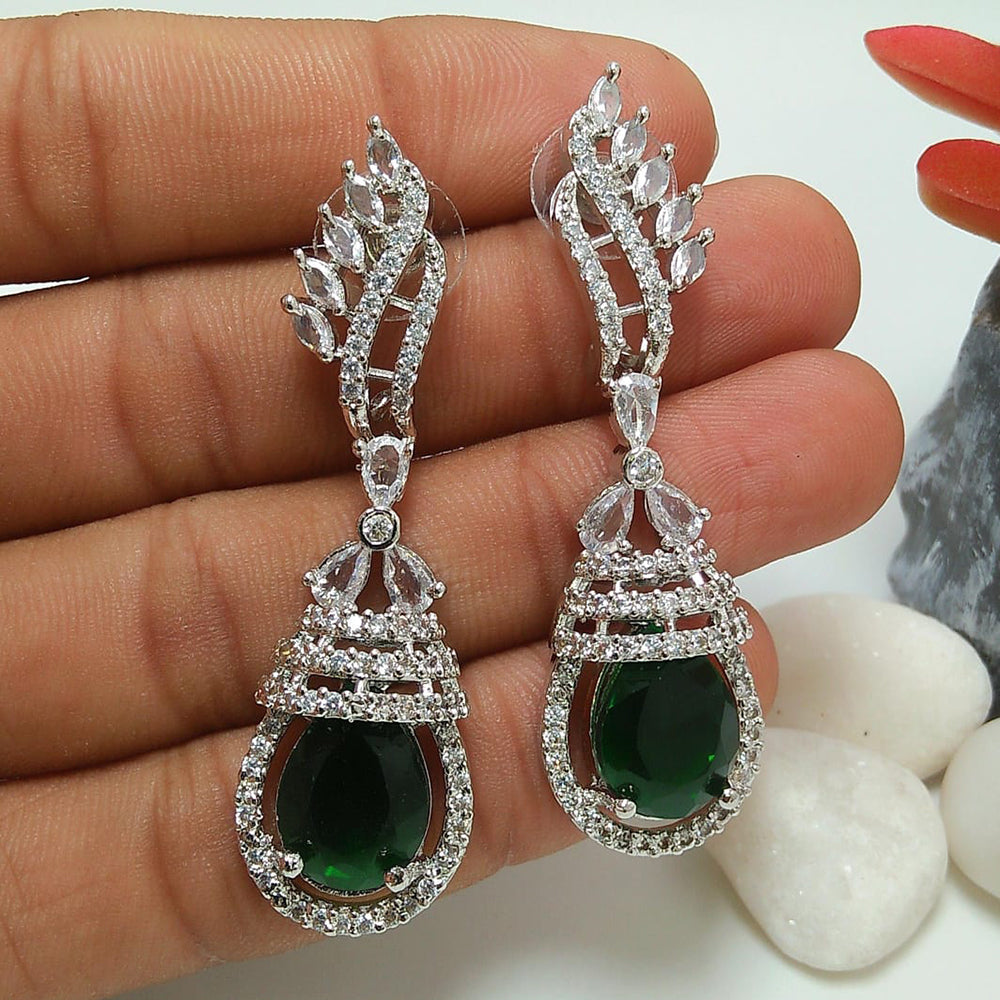 Manisha Jewellery Silver Plated American Diamond Dangler Earrings