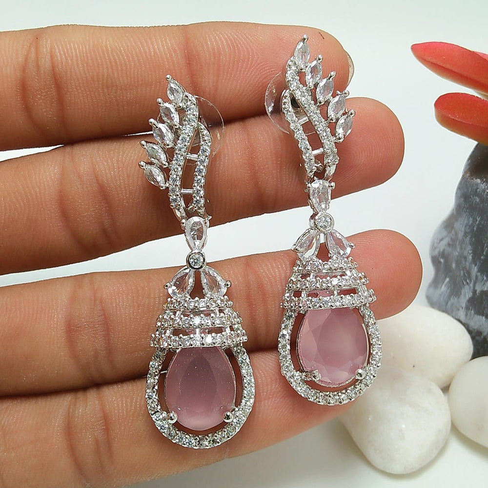 Manisha Jewellery Silver Plated American Diamond Dangler Earrings