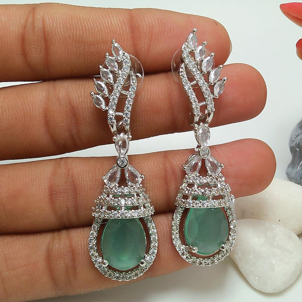 Manisha Jewellery Silver Plated American Diamond Dangler Earrings