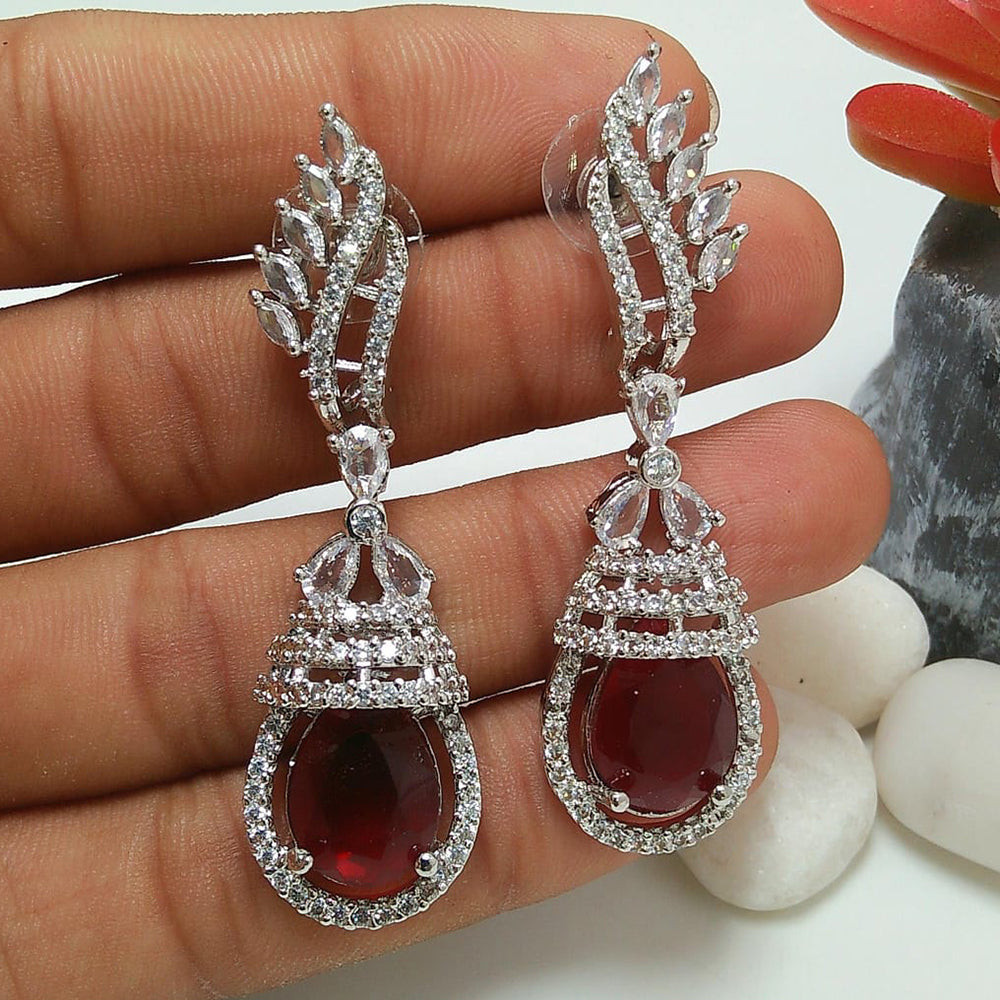 Manisha Jewellery Silver Plated American Diamond Dangler Earrings