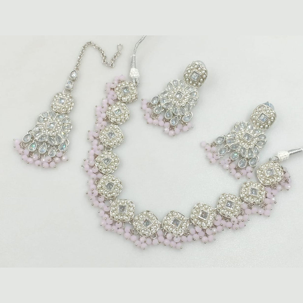 Manisha Jewellery Silver Plated Crystal Stone Beads And Pearl Necklace Set