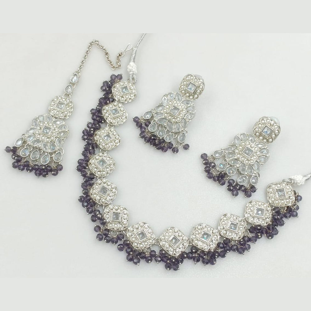 Manisha Jewellery Silver Plated Crystal Stone Beads And Pearl Necklace Set