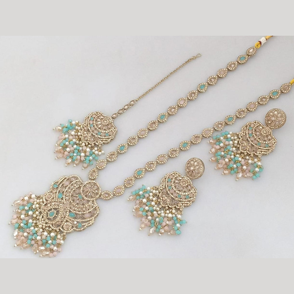 Manisha Jewellery Gold Plated Crystal Stone And Pearls Long Necklace Set