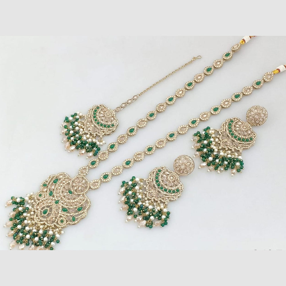 Manisha Jewellery Gold Plated Crystal Stone And Pearls Long Necklace Set