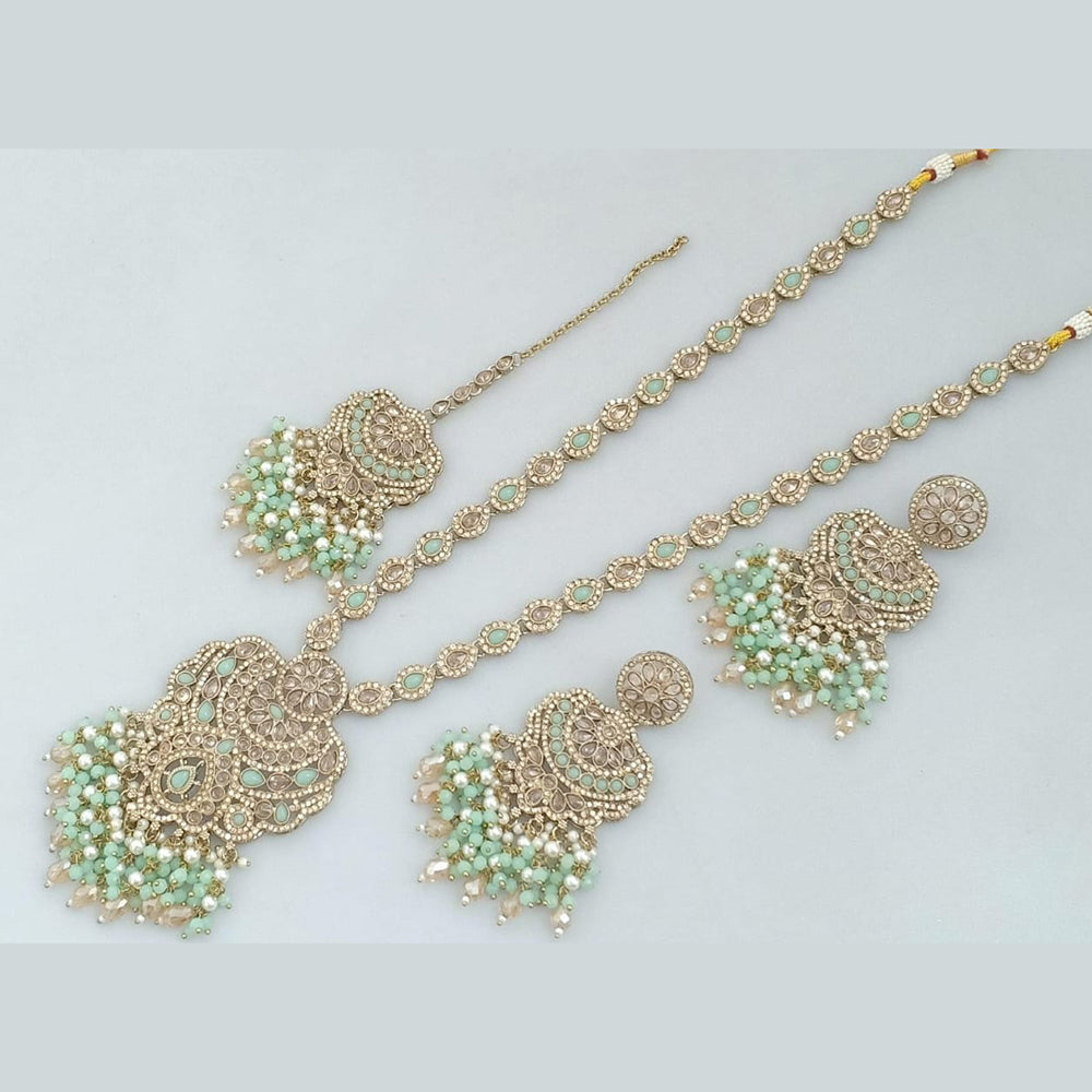 Manisha Jewellery Gold Plated Crystal Stone And Pearls Long Necklace Set