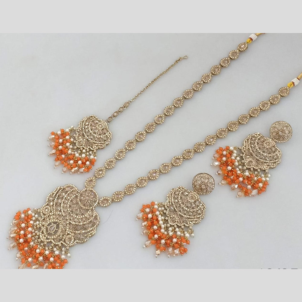 Manisha Jewellery Gold Plated Crystal Stone And Pearls Long Necklace Set