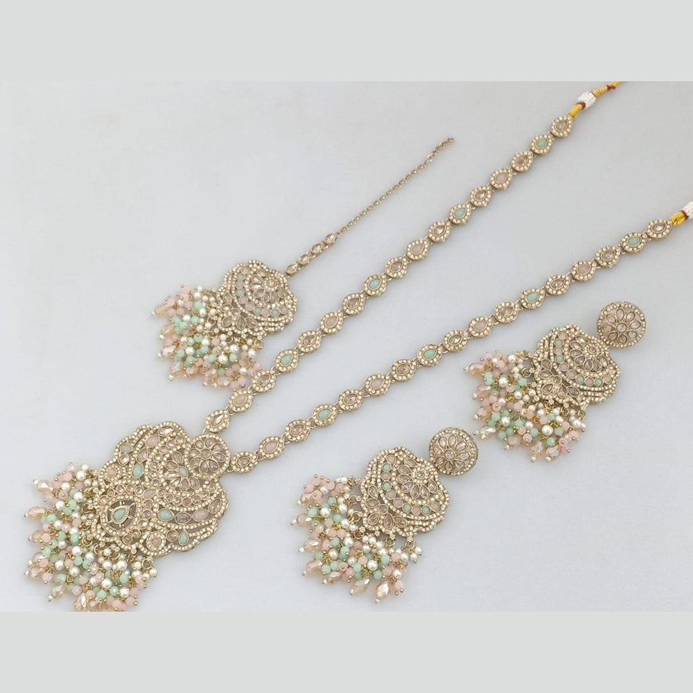 Manisha Jewellery Gold Plated Crystal Stone And Pearls Long Necklace Set