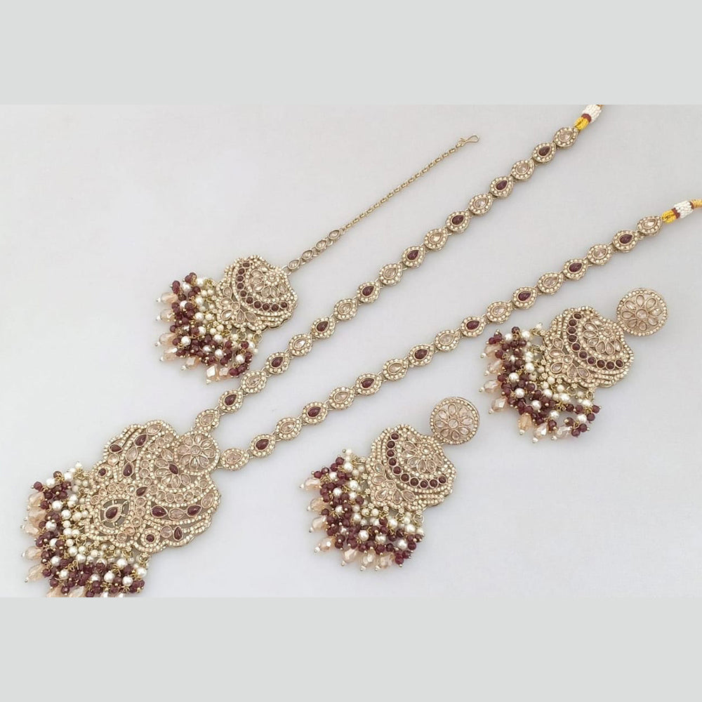 Manisha Jewellery Gold Plated Crystal Stone And Pearls Long Necklace Set