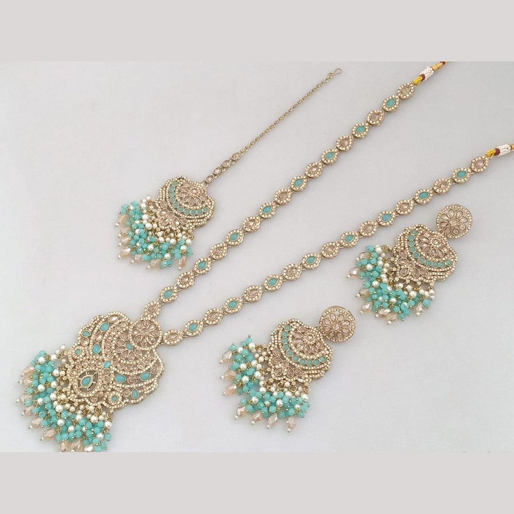Manisha Jewellery Gold Plated Crystal Stone And Pearls Long Necklace Set