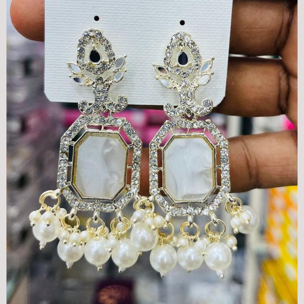 Manisha Jewellery Gold Plated Austrian Stone And Pearls Dangler Earrings