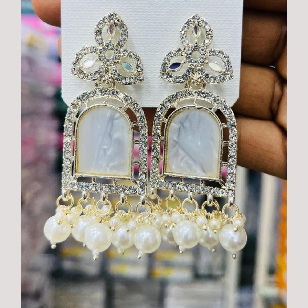 Manisha Jewellery Gold Plated Austrian Stone And Pearls Dangler Earrings