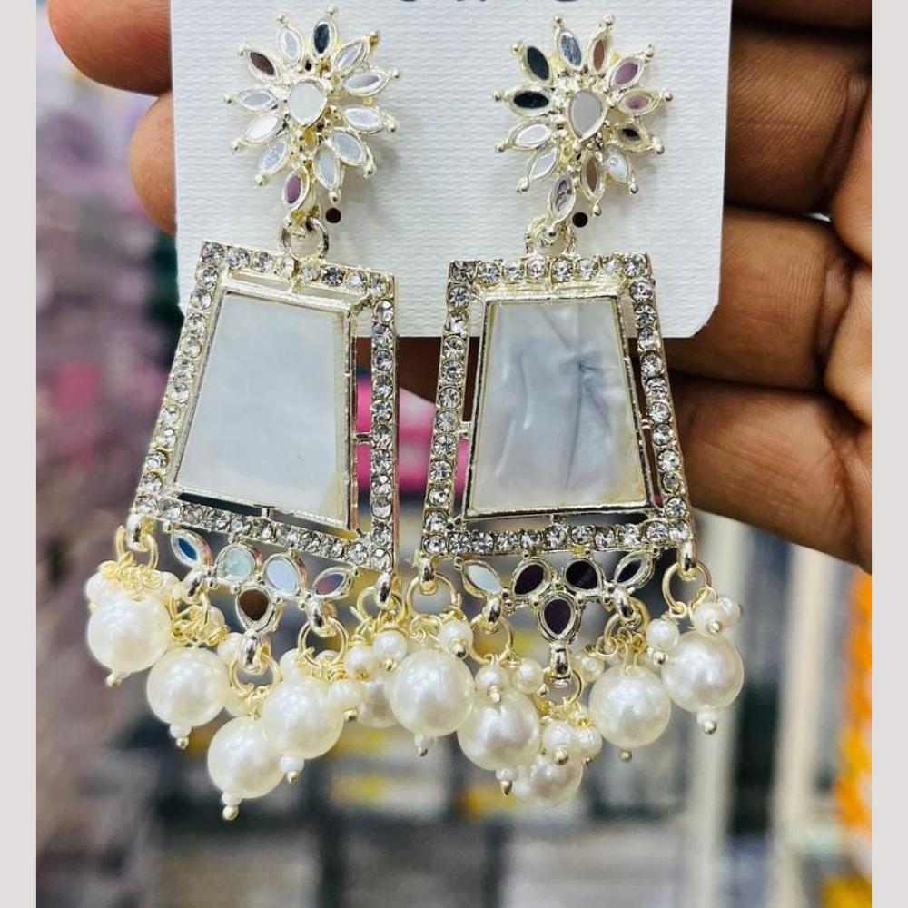Manisha Jewellery Gold Plated Austrian Stone And Pearls Dangler Earrings