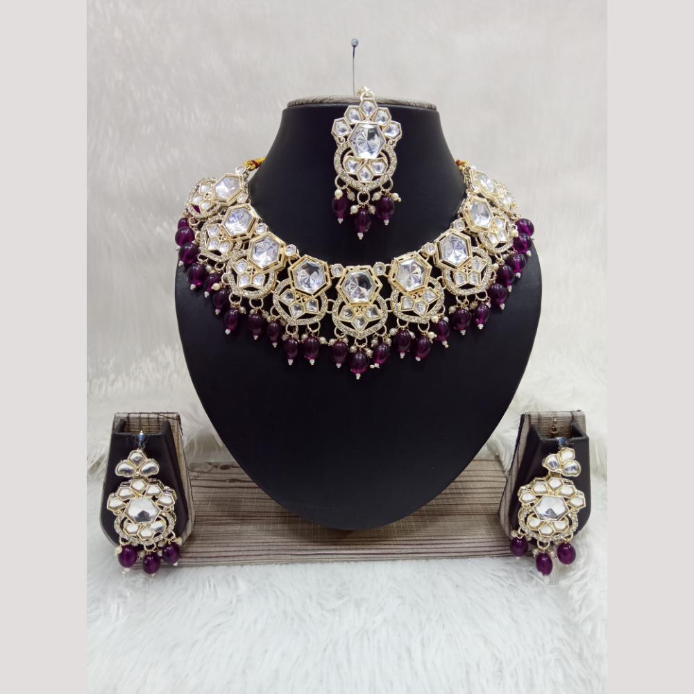 Manisha Jewellery Gold Plated Crystal Stone Beads And Pearl Necklace Set
