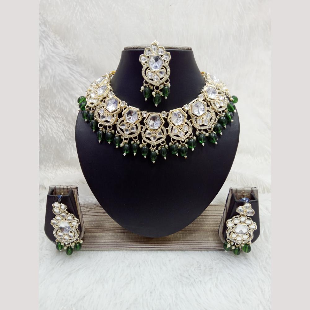 Manisha Jewellery Gold Plated Crystal Stone Beads And Pearl Necklace Set