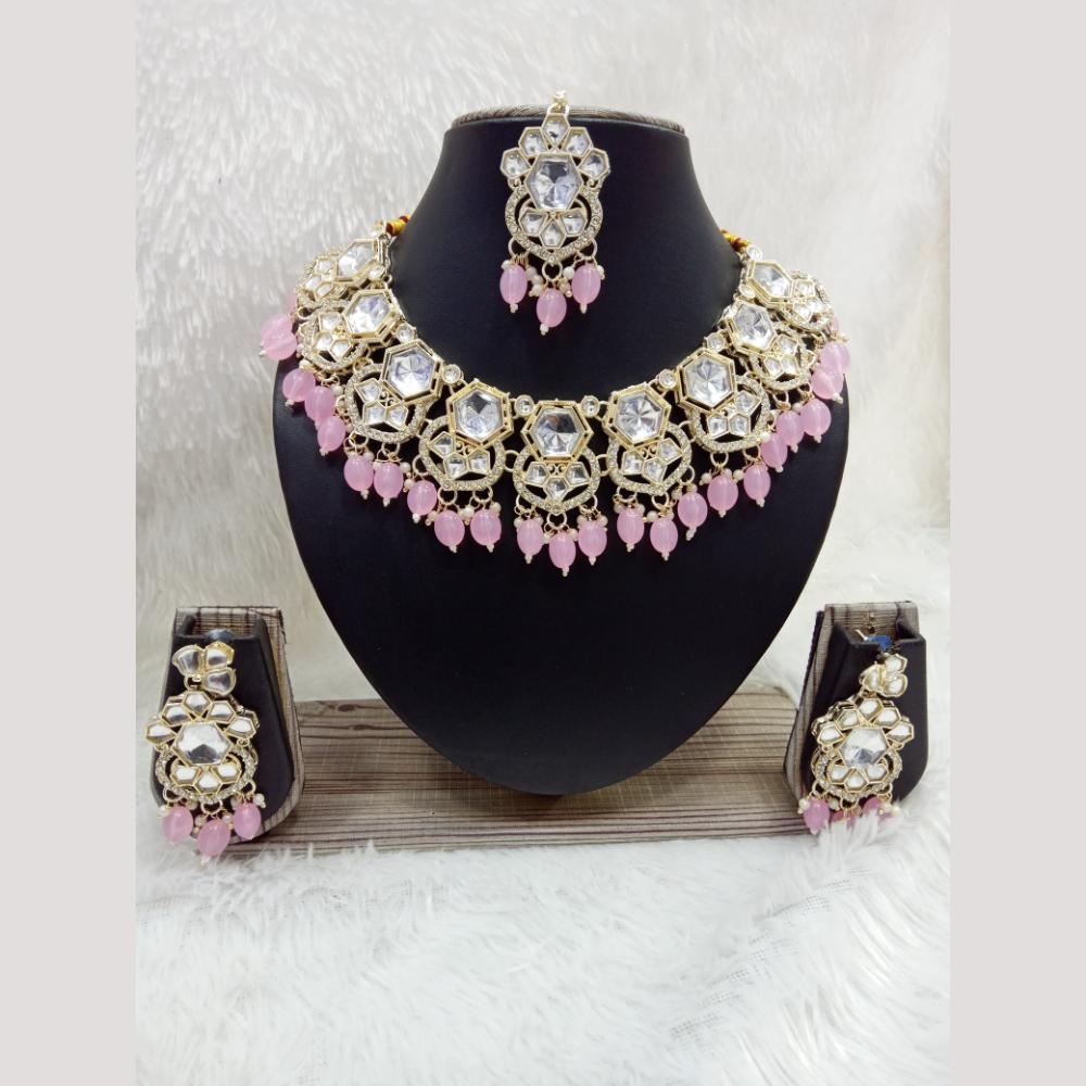 Manisha Jewellery Gold Plated Crystal Stone Beads And Pearl Necklace Set