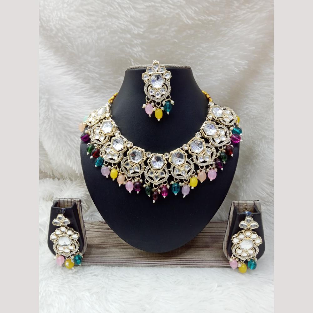 Manisha Jewellery Gold Plated Crystal Stone Beads And Pearl Necklace Set