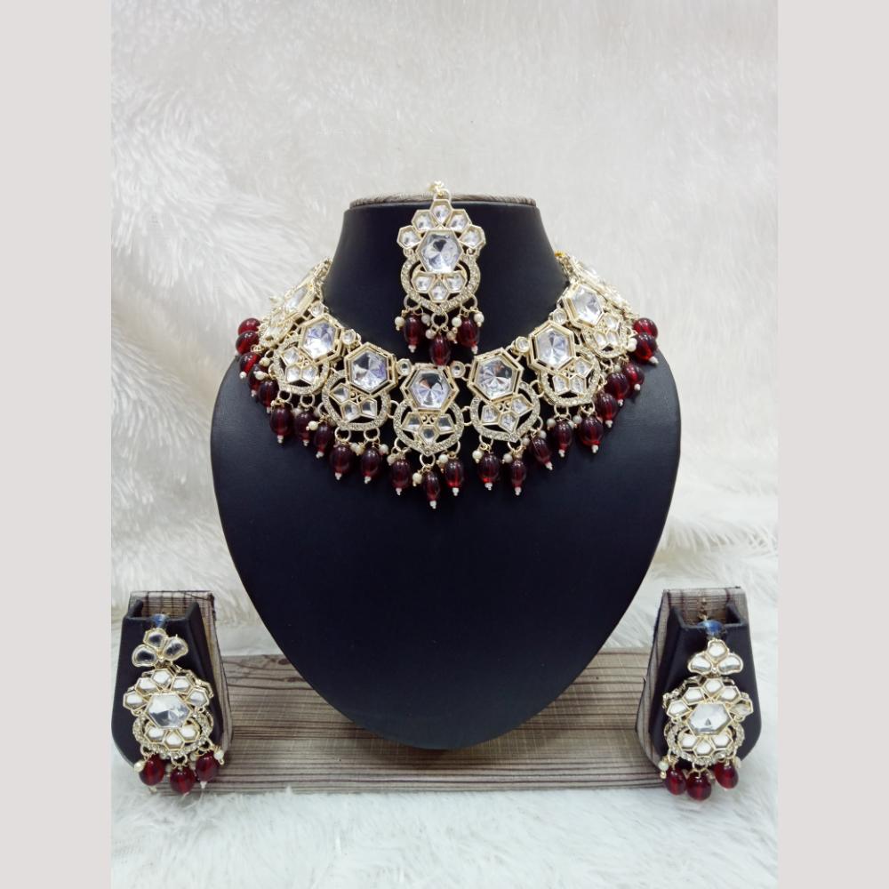 Manisha Jewellery Gold Plated Crystal Stone Beads And Pearl Necklace Set