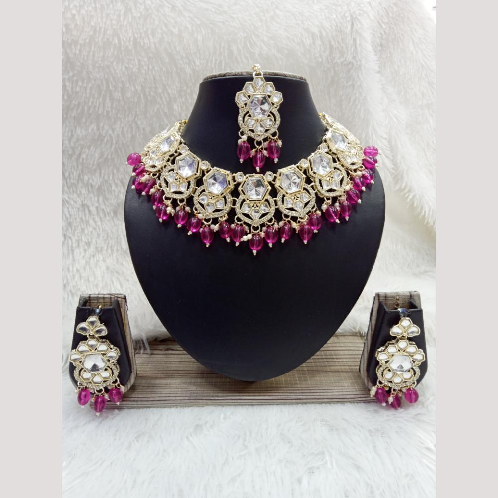 Manisha Jewellery Gold Plated Crystal Stone Beads And Pearl Necklace Set