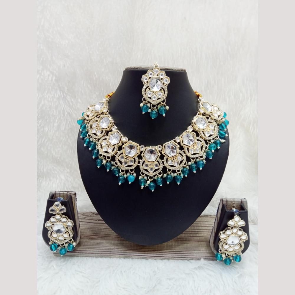 Manisha Jewellery Gold Plated Crystal Stone Beads And Pearl Necklace Set