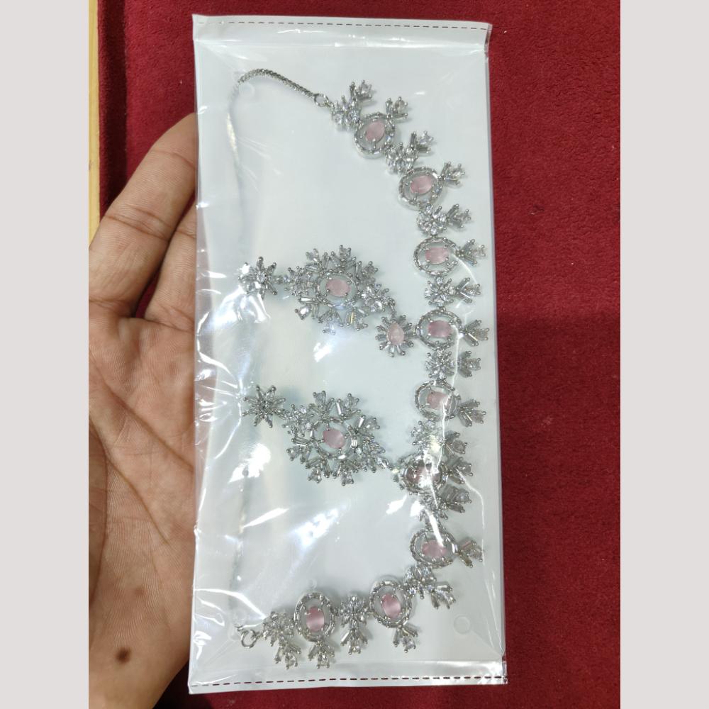 Manisha Jewellery Silver Plated American Diamond Necklace Set