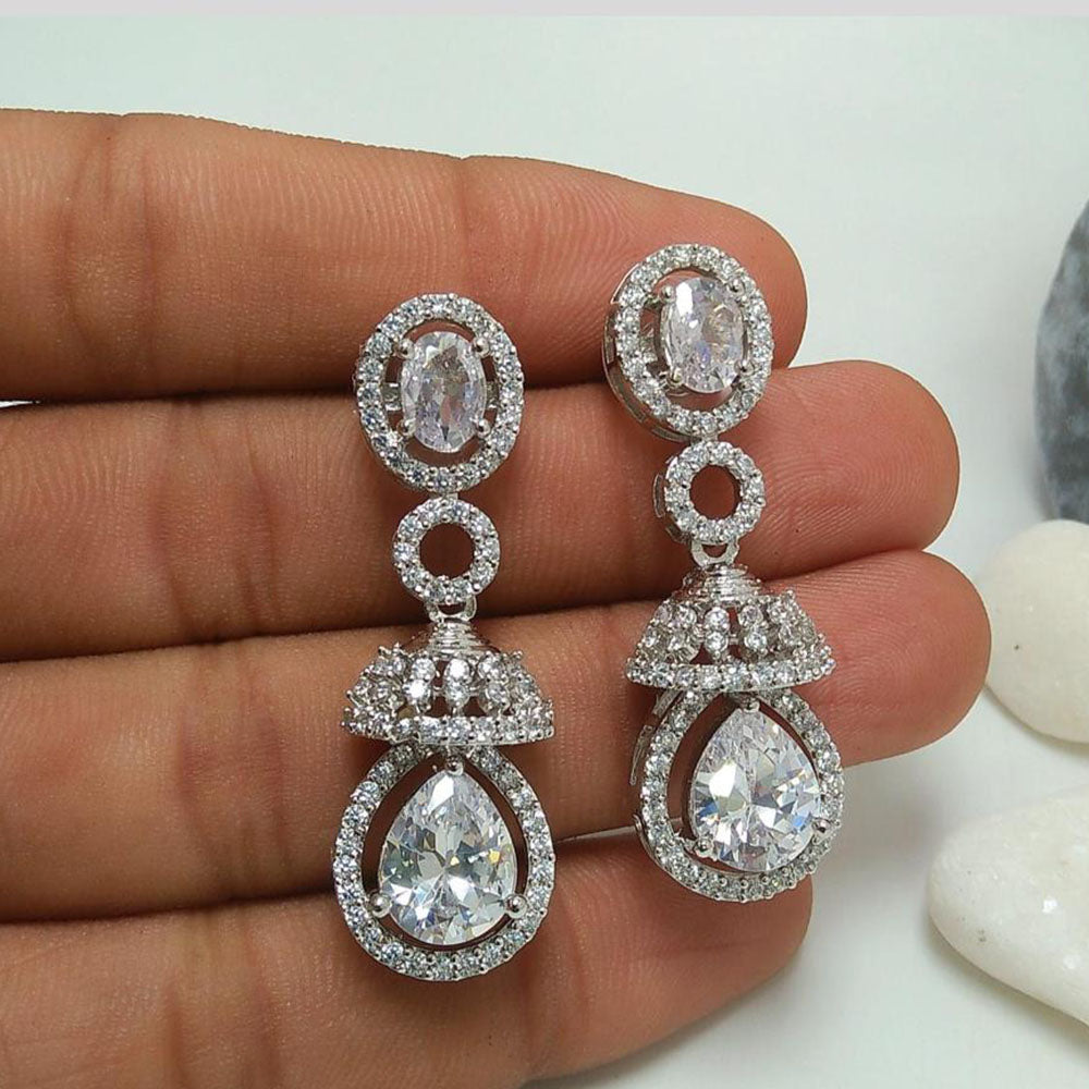 Manisha Jewellery Silver Plated AD Stone Jhumki Earrings