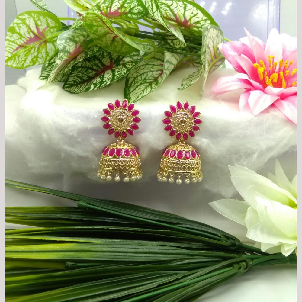 Manisha Jewellery Gold Plated Crystal Stone And Beads Jhumki Earrings