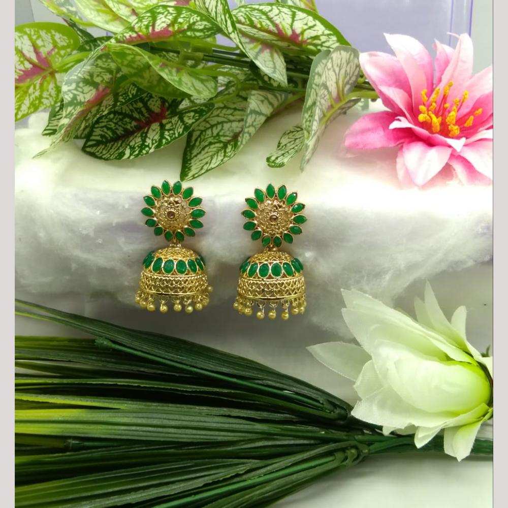 Manisha Jewellery Gold Plated Crystal Stone And Beads Jhumki Earrings