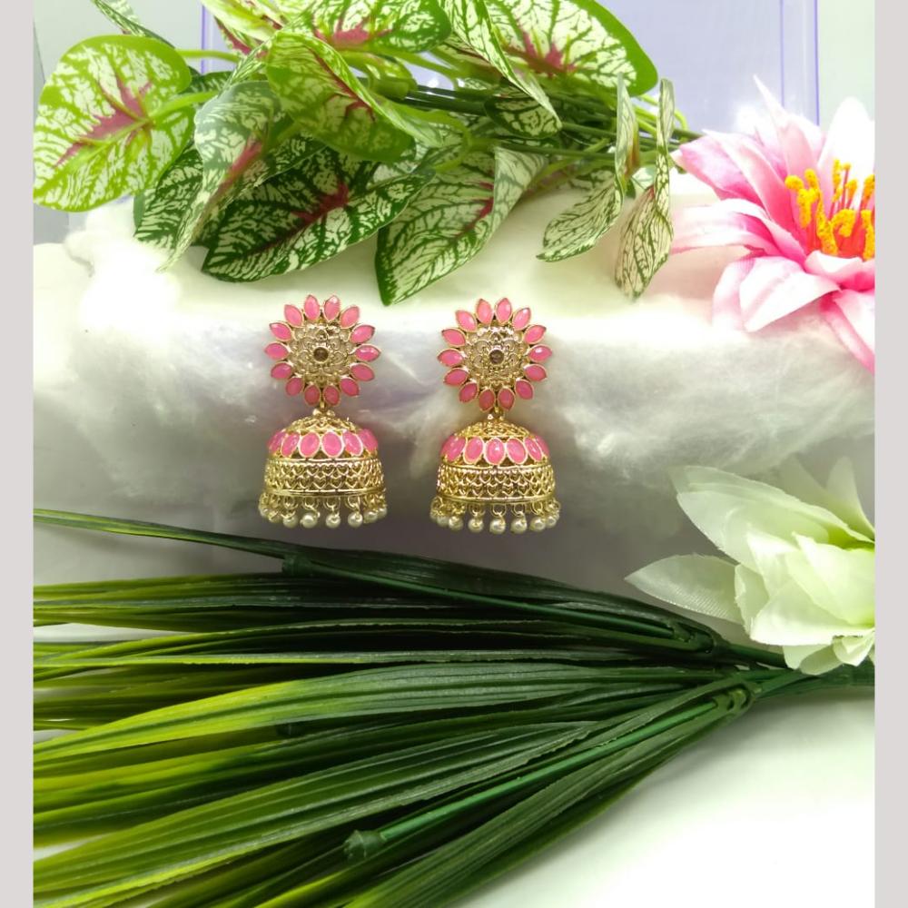 Manisha Jewellery Gold Plated Crystal Stone And Beads Jhumki Earrings