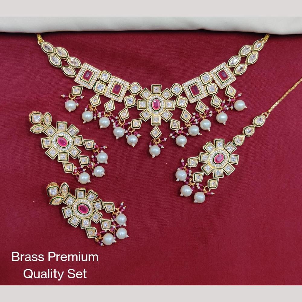 Manisha Jewellery Gold Plated Crystal Stone And Beads Necklace Set