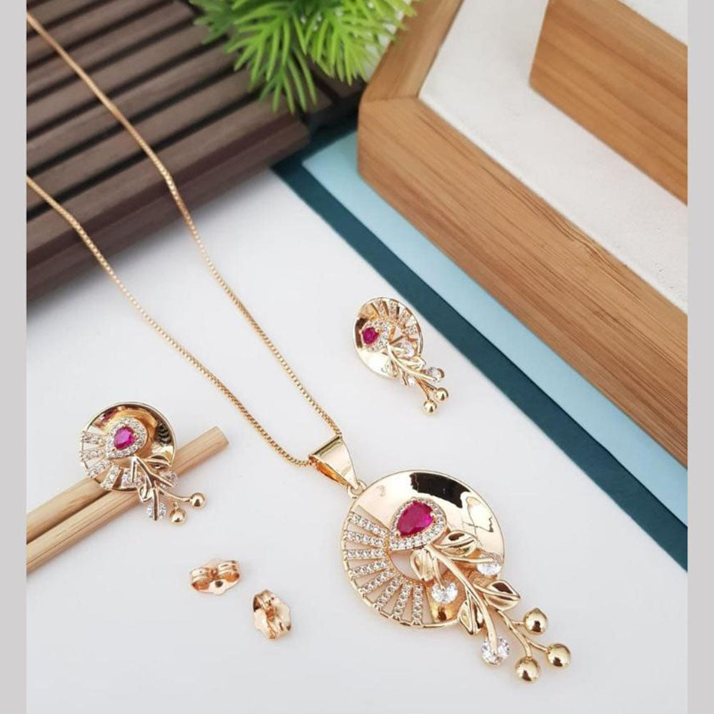 Manisha Jewellery Gold Plated Austrian Stone Chain Pendant Set