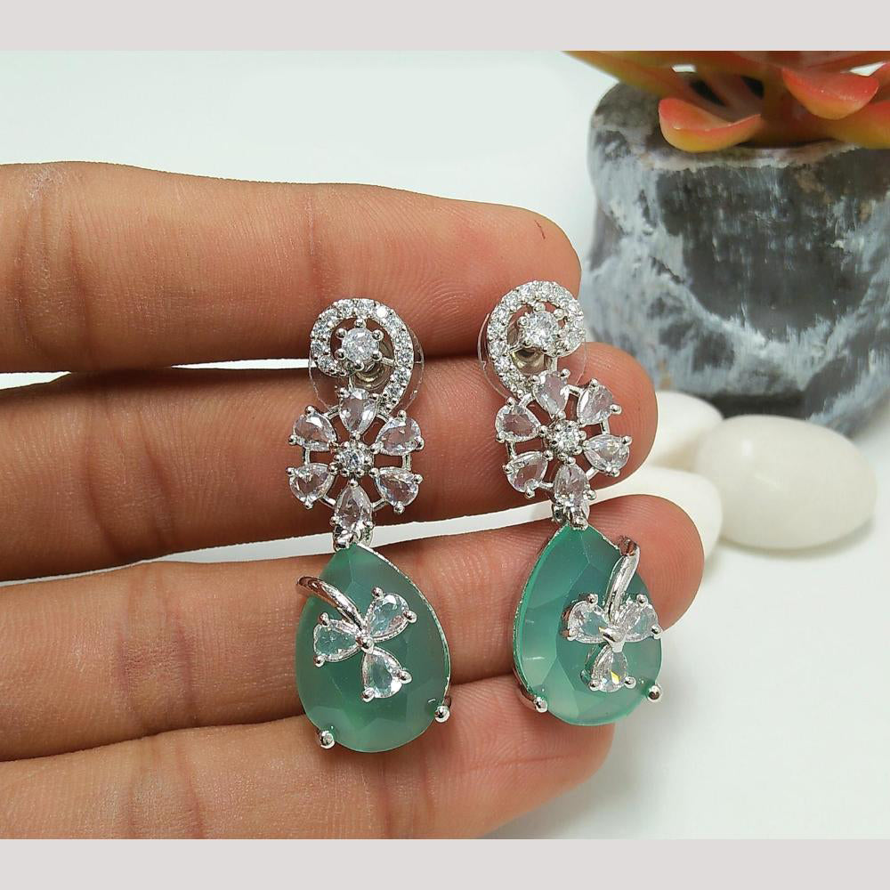 Manisha Jewellery Silver Plated American Diamond Dangler Earrings