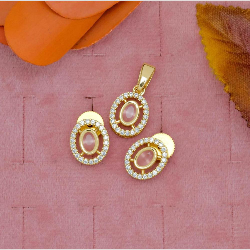 Manisha Jewellery Gold Plated Crystal Stone Pendant Set