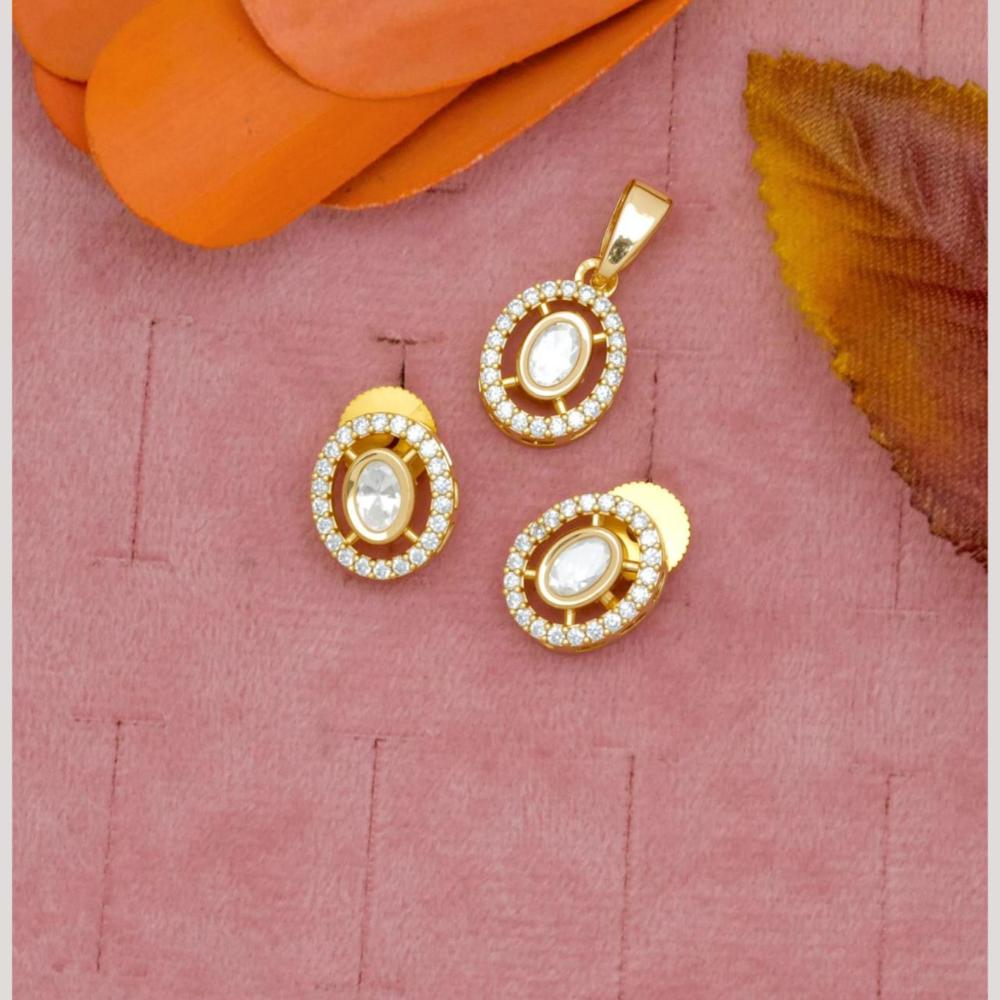 Manisha Jewellery Gold Plated Crystal Stone Pendant Set