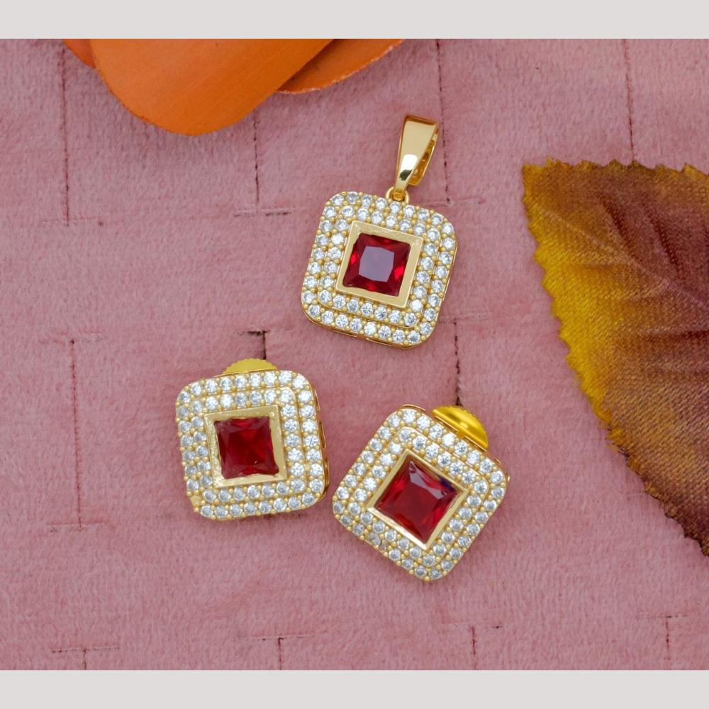 Manisha Jewellery Gold Plated Crystal Stone Pendant Set